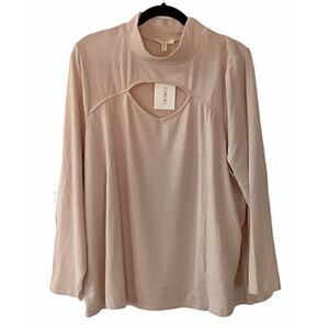 NWT Como Blu Long Sleeved Keyhole Top/Tee 3X